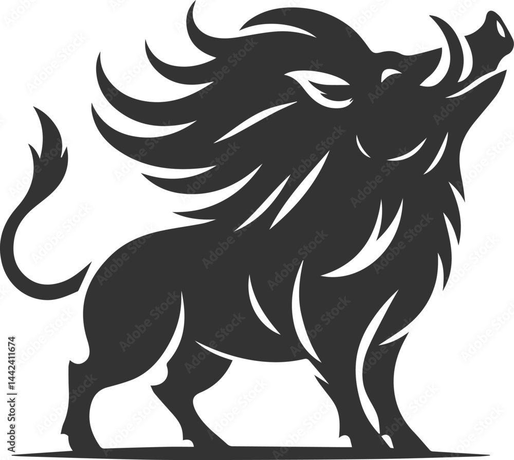 Fototapeta premium Vector silhouette of a boar animal