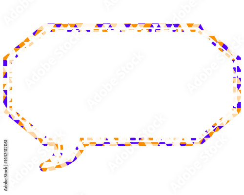 ステンドグラス風吹き出し　三角形模様　細長い八角形