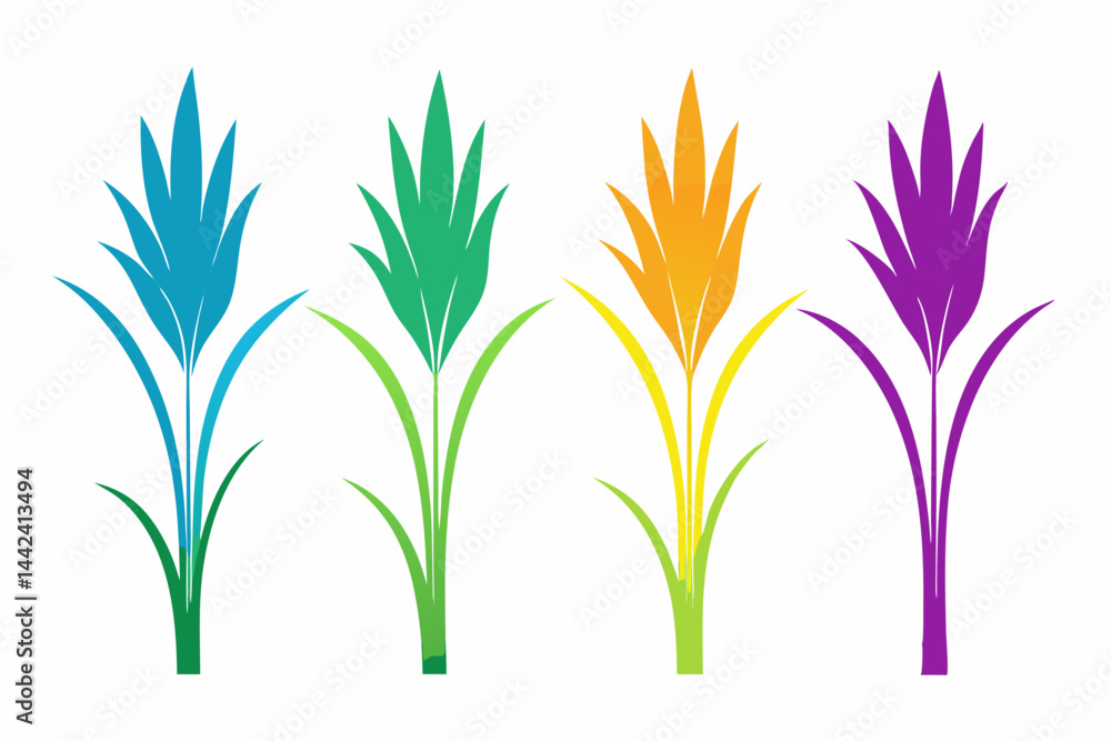Obraz premium set of Grass Plant icon vector silhouette illustration isolated on white background