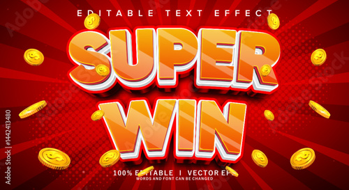 super win 3d vector text effect with modern style design