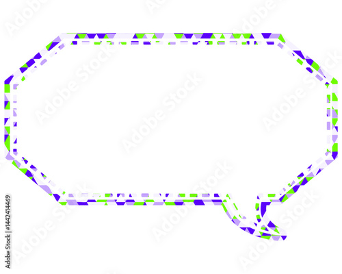 ステンドグラス風吹き出し　三角形模様　細長い八角形