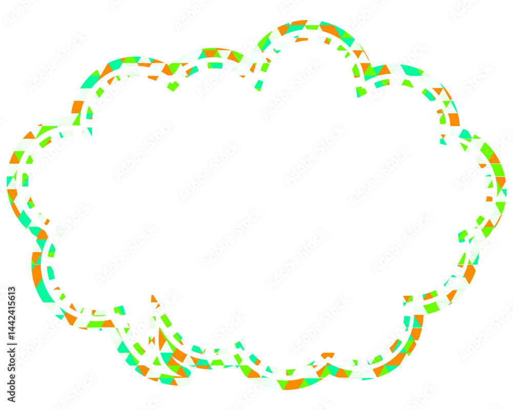 Fototapeta premium ステンドグラス風吹き出し 三角形模様 丸みのある雲形