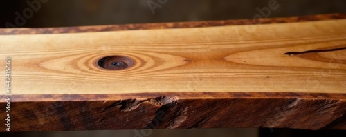 Obraz na płótnie Rustic elm slab, live edge detail, rich grain , table top, wood surface, timber w salonie