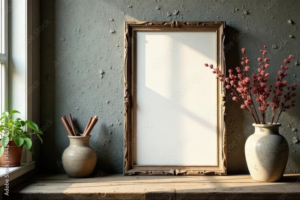 Rustic wooden frames, aged canvas Vintage art supplies , rustic, vintage, creative