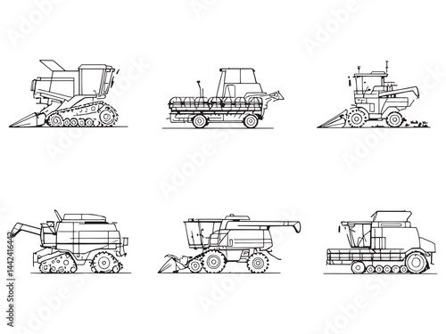 forage harvester line art detailed vector illustration design 