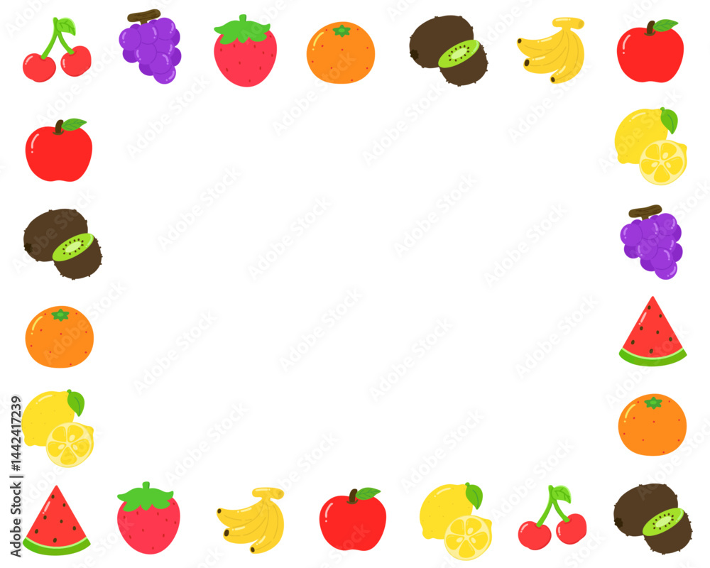 Obraz premium 과일 드로잉 아이콘 프레임(fruit drawing icon frame wallpaper)