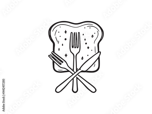french toast vector line art illustration breakfast drawing 