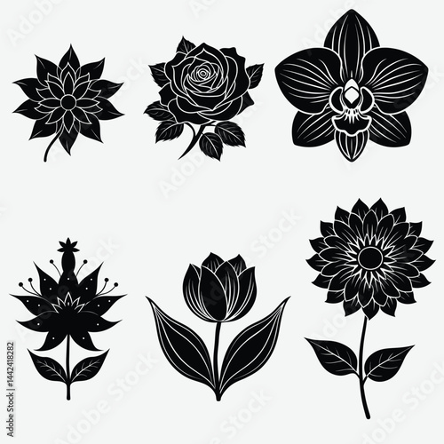 set of flowers
