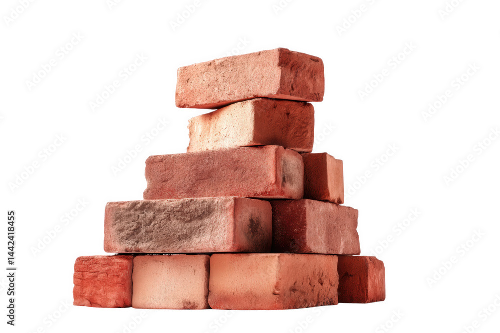 Obraz premium Stack of Red Bricks isolated on transparent background