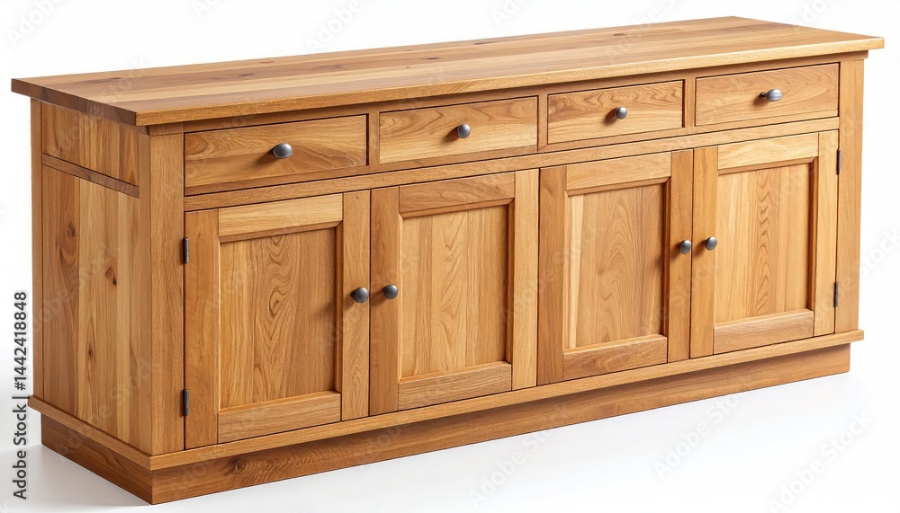 Fototapeta premium Rustic Oak Sideboard: Elegant Farmhouse Storage with Simple Design