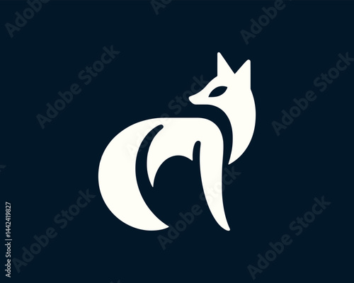 Minimal White Fox Logo Icon Modern Animal Symbol Design