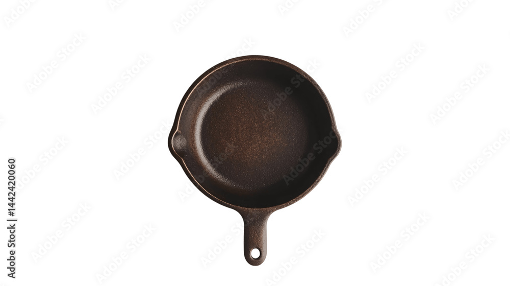 High-resolution image of a single mini cast iron pan, centered on white background with no other objects --ar 16:9 High-resolution image of a single mini cast iron pan, centered on white background with no other objects --ar 16:9