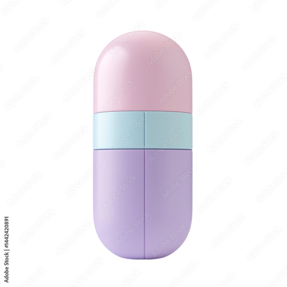 Pastel colored capsule shaped object isolated on white background Pastel colored capsule shaped object isolated on white background