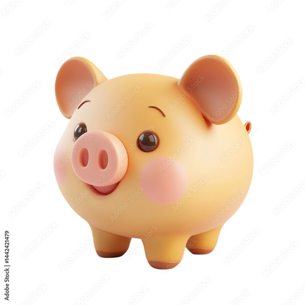 Cute cartoon pig illustration happy piggy savings money Cute cartoon pig illustration happy piggy savings money