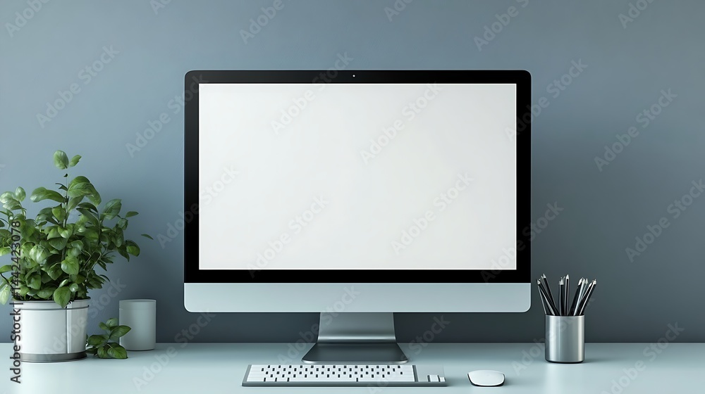 Modern workspace with computer (1) Modern workspace with computer (1)