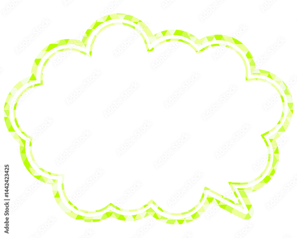 ステンドグラス風吹き出し 三角形模様 丸みのある雲形 ステンドグラス風吹き出し 三角形模様 丸みのある雲形