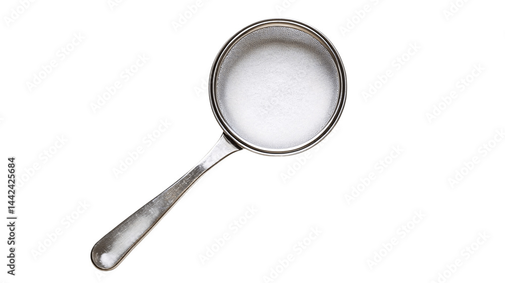 High-resolution image of a single sugar sifter, centered on white background with no other objects --ar 16:9 High-resolution image of a single sugar sifter, centered on white background with no other objects --ar 16:9