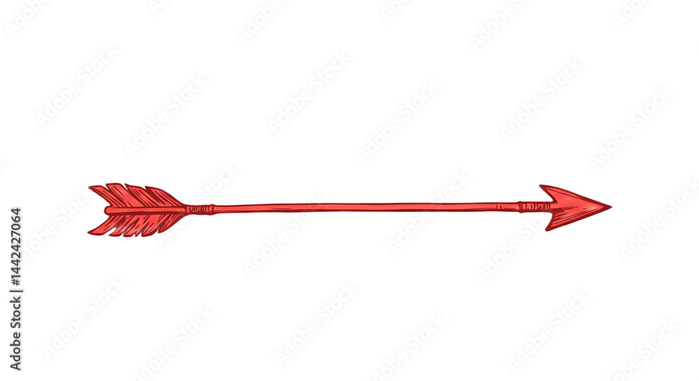 Straight Red Arrow with Pointed Tip Straight Red Arrow with Pointed Tip