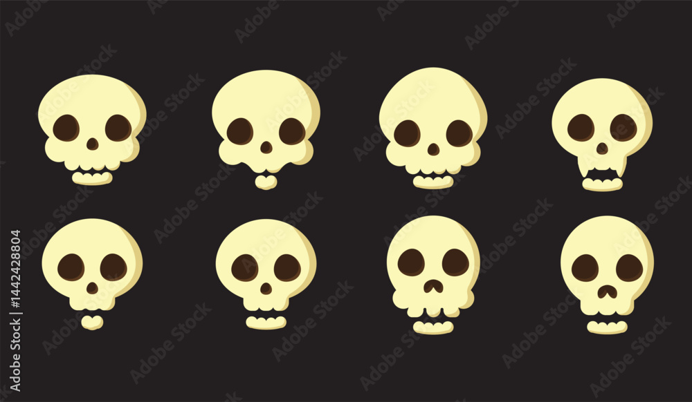 Set of skulls with expressions Set of skulls with expressions