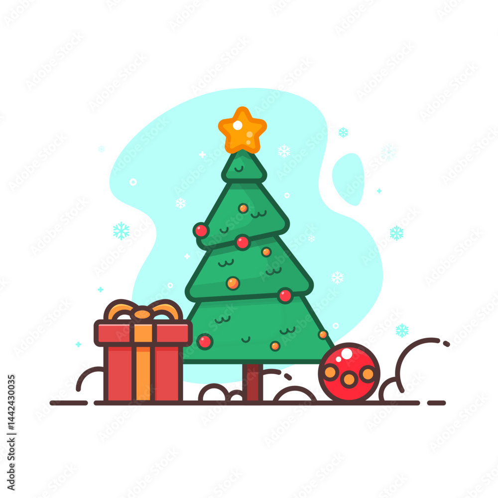 christmas tree with gifts vector illustration christmas tree with gifts vector illustration