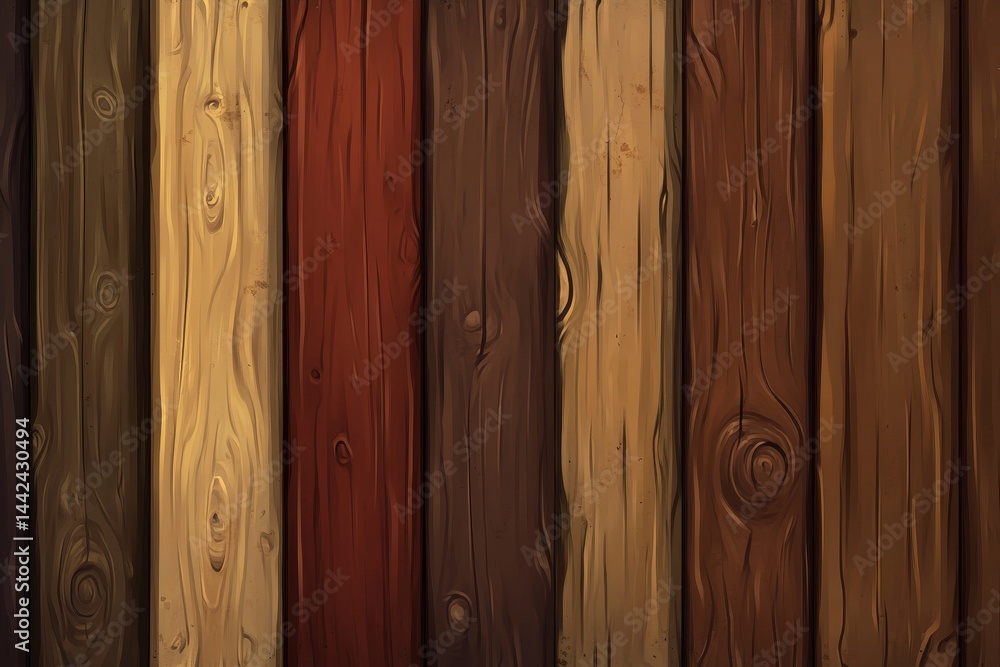 Fototapeta premium Colorful wooden planks in various shades of brown.