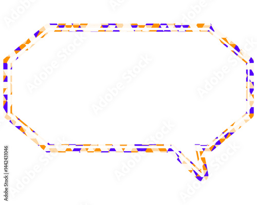 ステンドグラス風吹き出し　三角形模様　細長い八角形
