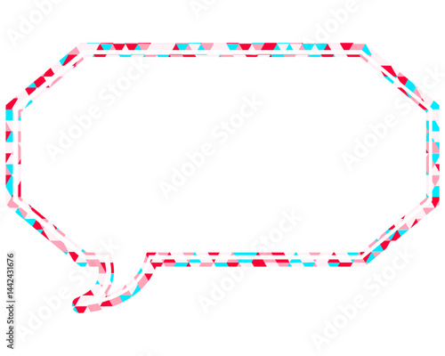 ステンドグラス風吹き出し　三角形模様　細長い八角形