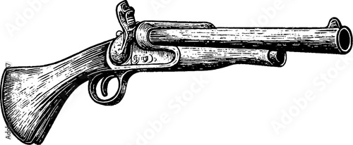 Vintage Flintlock Pistol Illustration
