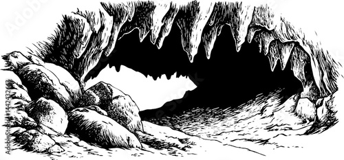 Mysterious Cave Entrance Illustration