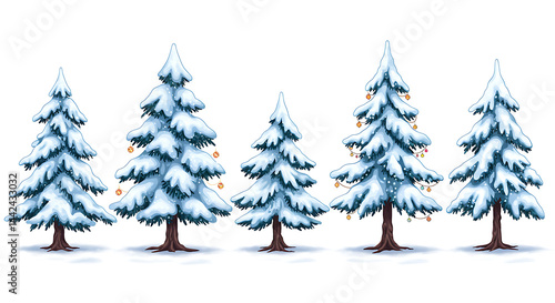 Snowy Christmas Trees A Collection of Winter Illustrations