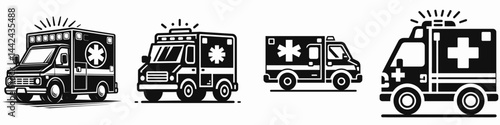The Ambulance. Hospital Healthcare Clinic Treatment Symbol. Emergency vehicle swift transport unit aiding civic well-being providing first aid.