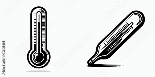 The Thermometer. Hospital Healthcare Clinic Treatment Symbol. Instrument measuring warmth a device for gauging hotness coldness or ambient heat.