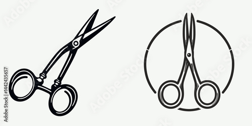 The Surgical scissors. Hospital Healthcare Clinic Treatment Symbol. Medical instrument precision cutting tool for procedure and incision.