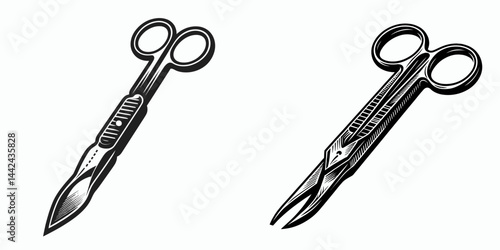 The Scalpel. Hospital Healthcare Clinic Treatment Symbol. Precision surgical blade an instrument for delicate medical intervention therapy.