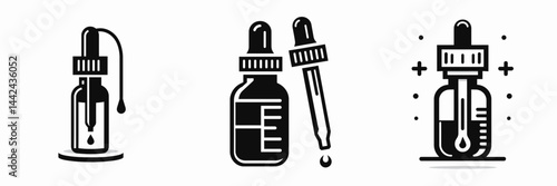 The Medicine dropper. Hospital Healthcare Clinic Treatment Symbol. Dispensing fluid implement precise dosage device for health application.