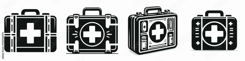 Obraz premium The First aid kit. Hospital Healthcare Clinic Treatment Symbol. Basic medical supplies a crucial resource for immediate and.