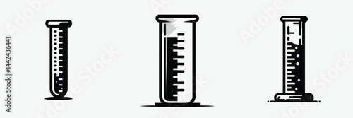 The Graduated cylinder. Hospital Healthcare Clinic Treatment Symbol. Accurate measurement vessel laboratory equipment for quantifying fluid volume.