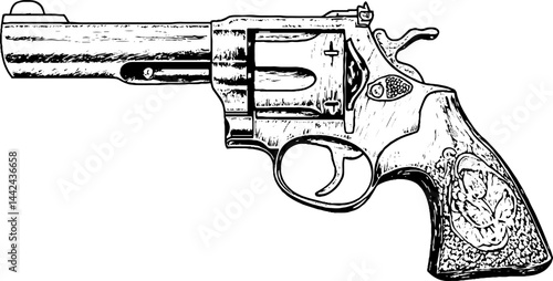 Illustration of a Detailed Revolver