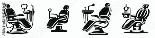 The Dental chair. Hospital Healthcare Clinic Treatment Symbol. Oral examination throne improving patient comfort during.
