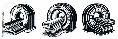 The CT scanner. Hospital Healthcare Clinic Treatment Symbol. Advanced computed tomography imaging device medical diagnostic innovation.