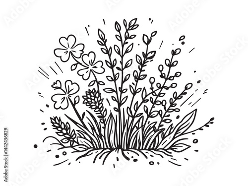 Green manure crop for sustainable farming line art vector 