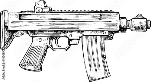 Illustration of a Modern Submachine Gun
