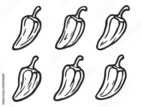 Habanero chili vector line art for hot peppers design 