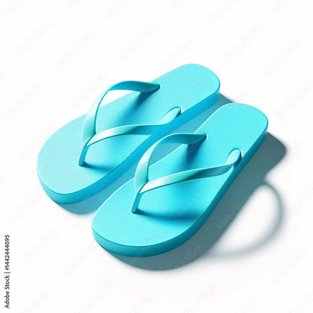 A pair of blue flip-flops, isolated on a white background. A pair of blue flip-flops, isolated on a white background.