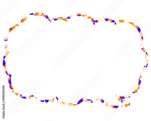 ステンドグラス風吹き出し　三角形模様　細長い雲形