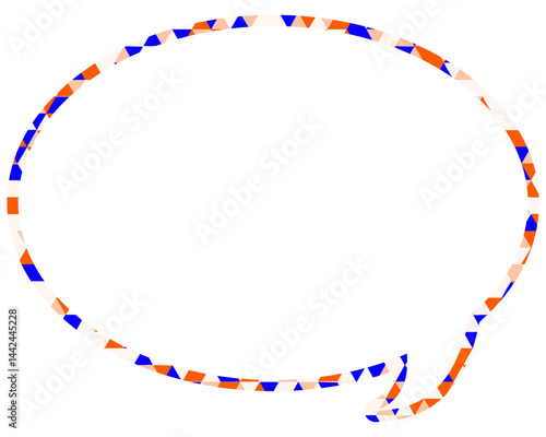 ステンドグラス風吹き出し　三角形模様　丸形
