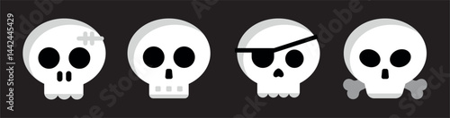 Set of skulls with expressions