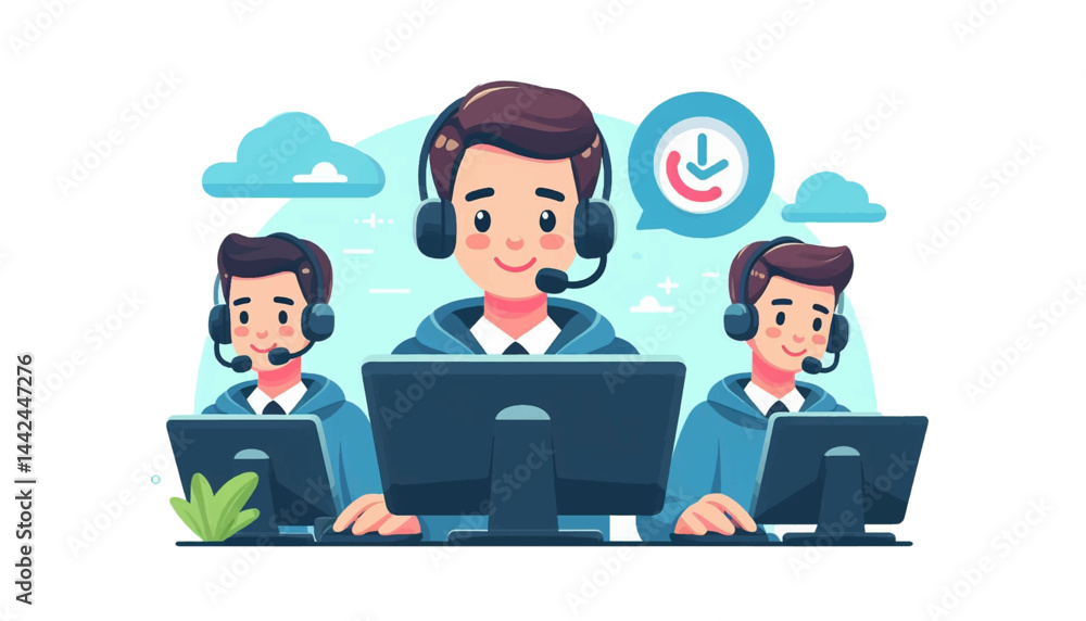 call center flat design illustration isolated on white background call center flat design illustration isolated on white background