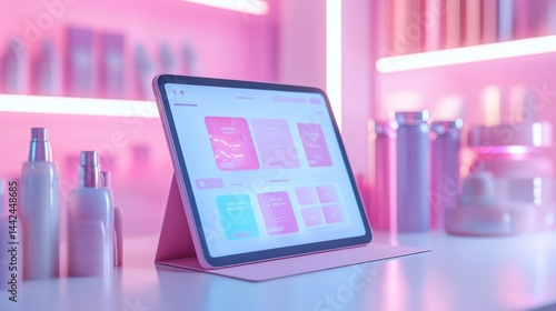 Digital tablet displays online cosmetic shop