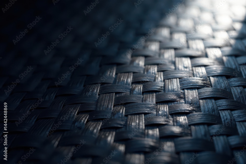 Obraz premium Dark carbon fiber weave, subtle lighting, abstract shadows , abstract, texture